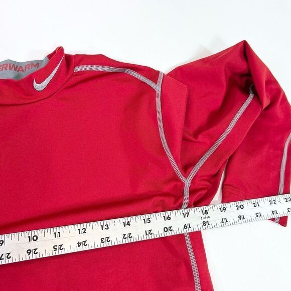 Nike Pro Combat Dri-Fit Shirt Mens Medium Red Fitted Hyperwarm Long Sleeve - Picture 5 of 11